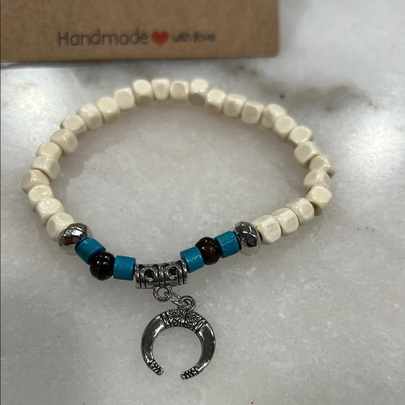 Handmade Beaded Bracelet with Silver Charm - Picture 3 of 3